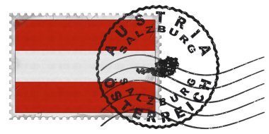 Austria Salzburg Stamp with National Flag and Postmark