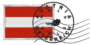 Austria Wels Stamp with National Flag and Postmark