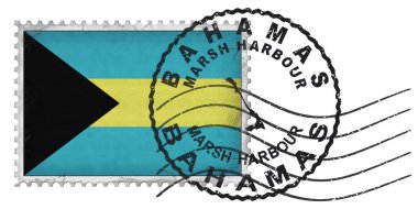 Bahamas Marsh Harbour Stamp with National Flag and Postmark