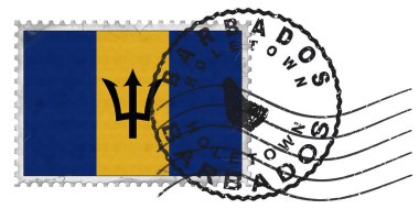 Barbados Holetown Stamp with National Flag and Postmark