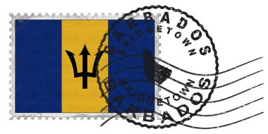 Barbados Bridgetown Stamp with National Flag and Postmark