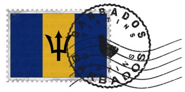 Barbados Oistins Stamp with National Flag and Postmark