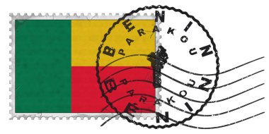 Benin Parakou Stamp with National Flag and Postmark