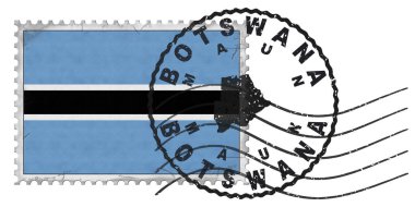 Botswana Maun Stamp with National Flag and Postmark