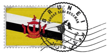 Brunei Bandar Seri Begawan Stamp with National Flag and Postmark
