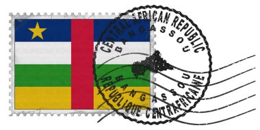 Central African Republic Bangassou Stamp with National Flag and Postmark