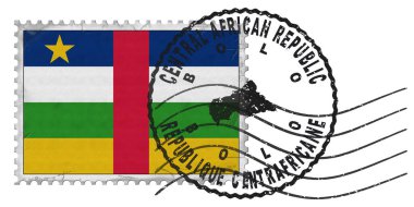 Central African Republic Bolo Stamp with National Flag and Postmark