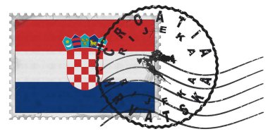 Croatia Rijeka Stamp with National Flag and Postmark