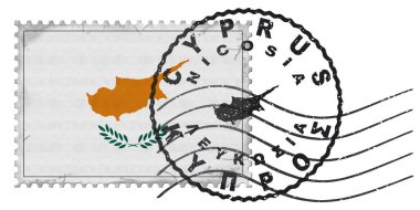 Cyprus Nicosia Stamp with National Flag and Postmark
