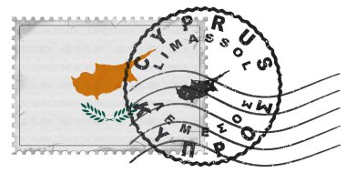 Cyprus Limassol Stamp with National Flag and Postmark