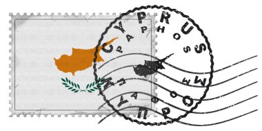 Cyprus Paphos Stamp with National Flag and Postmark
