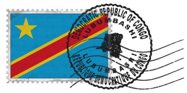 Democratic Republic of Congo Lubumbashi Stamp with National Flag and Postmark