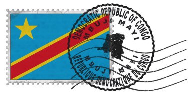 Democratic Republic of Congo Mbuji Mayi Stamp with National Flag and Postmark