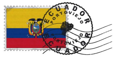 Ulusal Bayrak ve Posta Damgalı Ekvador Portoviejo Damgası