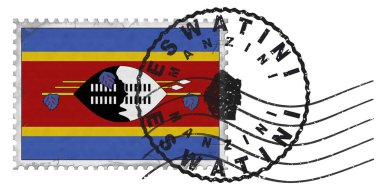 Eswatini Manzini Stamp with National Flag and Postmark