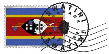 Ulusal Bayrak ve Posta Damgalı Eswatini Mbabane Damgası