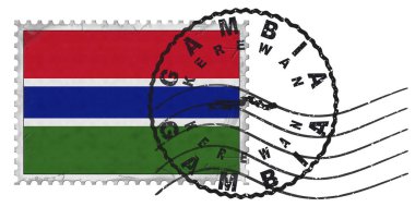 Gambia Kerewan Stamp with National Flag and Postmark