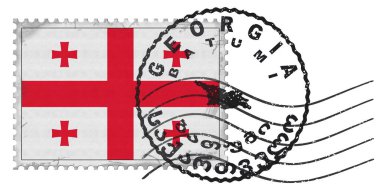 Georgia Batumi Stamp with National Flag and Postmark