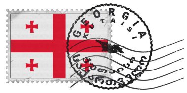 Georgia Kutaisi Stamp with National Flag and Postmark