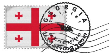 Georgia Tbilisi Stamp with National Flag and Postmark