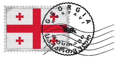 Ulusal Bayrak ve Posta Damgasıyla Georgia Rustavi Damgası