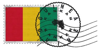 Guinea Kankan Stamp with National Flag and Postmark