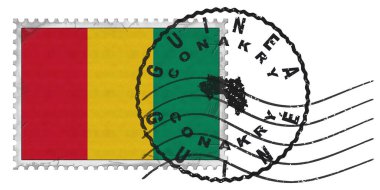 Guinea Conakry Stamp with National Flag and Postmark