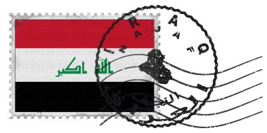 Iraq Najaf Stamp with National Flag and Postmark