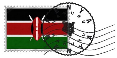 Kenya Nakuru Stamp with National Flag and Postmark