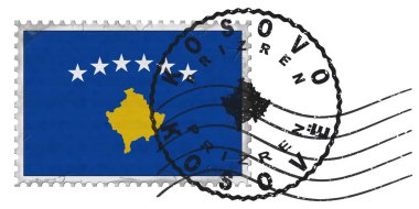 Kosovo Prizren Stamp with National Flag and Postmark