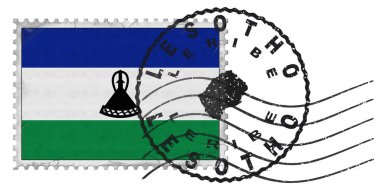 Ulusal Bayrak ve Posta Damgalı Lesotho Leribe Damgası