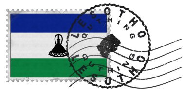 Lesotho Quthing Stamp with National Flag and Postmark