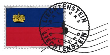 Liechtenstein Balzers Stamp with National Flag and Postmark