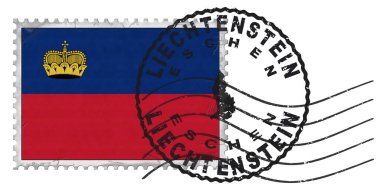 Liechtenstein Eschen Stamp with National Flag and Postmark