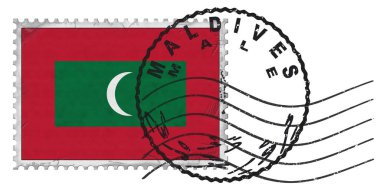Maldives Male Stamp with National Flag and Postmark
