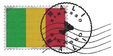 Mali Sikasso Stamp with National Flag and Postmark