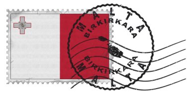 Malta Birkirkara Stamp with National Flag and Postmark