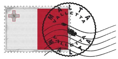 Malta Valletta Stamp with National Flag and Postmark