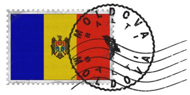 Moldova Balti Stamp with National Flag and Postmark