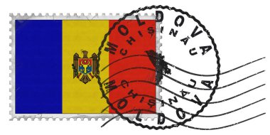Moldova Chisinau Stamp with National Flag and Postmark