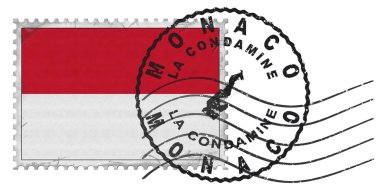 Monaco La Condamine Stamp with National Flag and Postmark