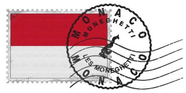 Monaco Moneghetti Stamp with National Flag and Postmark