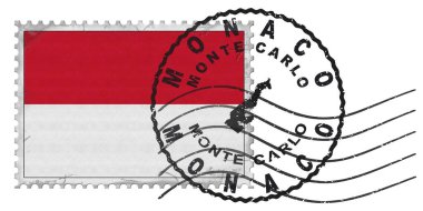 Ulusal Bayrak ve Posta Damgasıyla Monaco Monte Carlo Damgası