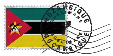Ulusal Bayrak ve Posta Damgalı Mozambik Quelimane Damgası