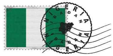 Ulusal Bayrak ve Posta Damgalı Nijerya Ibadan Damgası