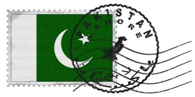 Ulusal Bayrak ve Posta Damgalı Pakistan Lahor Mührü