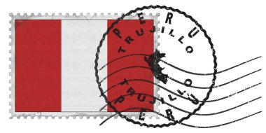 Ulusal Bayrak ve Posta Damgalı Peru Trujillo Damgası