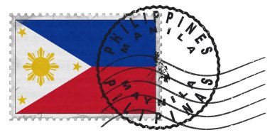 Ulusal Bayrak ve Posta Damgalı Filipinler Manila Damgası