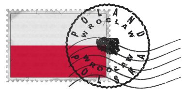 Polonya Ulusal Bayrak ve Posta Damgası Mührü