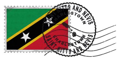 Saint Kitts ve Nevis Charlestown Ulusal Bayrak ve Posta Damgalı Damga